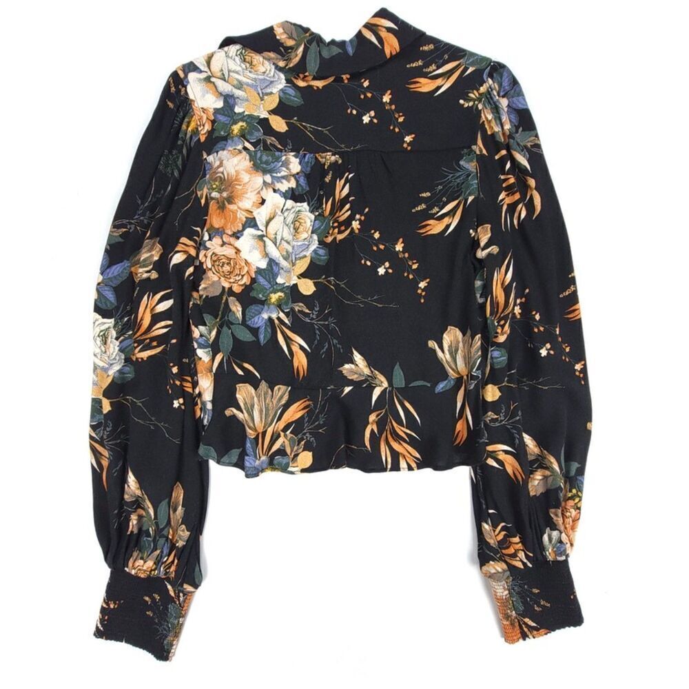 AFRM Ethereal Knot Front Smocked Long Sleeve Crop Top Medium Vintage Floral - Picture 5 of 8